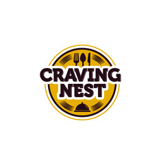 Craving Nest restaurant Logo. Restaurant Round Yellow logo.