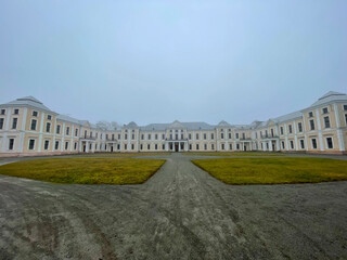 Naklejka premium Vyshnivetsʹkyy Zamok in fog