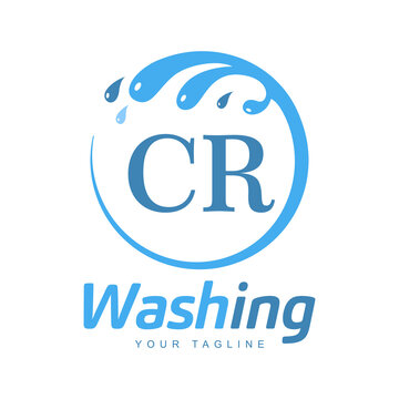 CR Letter Design With Wash Logo. Modern Letter Logo Design In Water Wave Icon