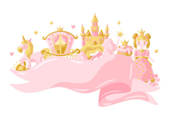 Princess party items background. © incomible