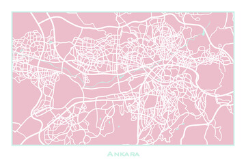 Ankara (Turkey) street network map. Ankara map poster