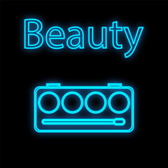 make-up palette with a blue neon contour on a black background. a set of cream textures to create contouring, tone and blush on the face. makeup tool for makeup artist. illustration