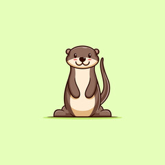 cute otter style. vector illustration. logo illustration of an otter made into a cute cartoon. flat cartoon style.