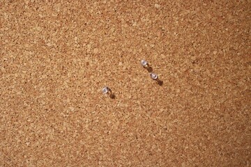 pins on cork board front view