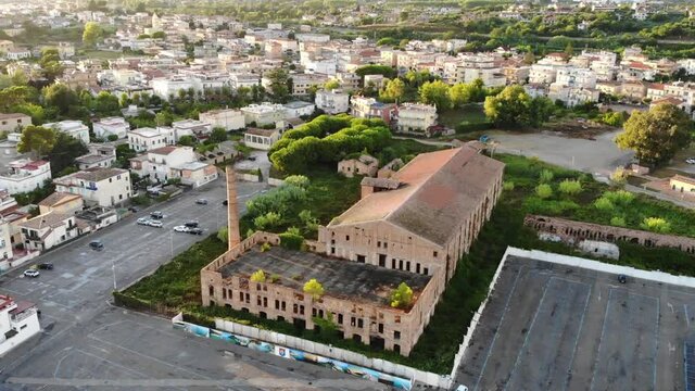 Abandoned factory Scauri Marina di Minturno pull out drone full hd 50fps