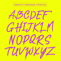 alphabet text font and typeface of gratfiti paint style vector illustration, freehand written typography