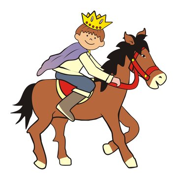 Prince on horseback, vector illustration, color picture on white background