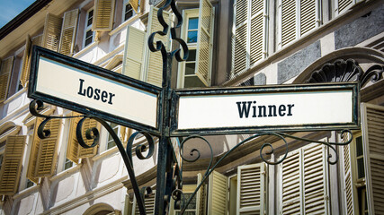 Street Sign to Winner versus Loser