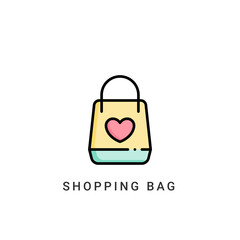 shopping bag icon vector illustration. shopping bag icon Lineal Color design.