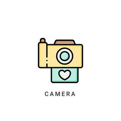 camera icon vector illustration. camera icon Lineal Color design.