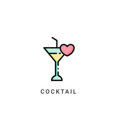 cocktail icon vector illustration. cocktail icon Lineal Color design.