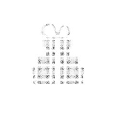 The set of gifts symbol filled with black dots. Pointillism style. Vector illustration on white background