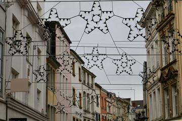 Fototapeta na wymiar Bonn - switched off Christmas decoration during lockdown on second pandemic wave