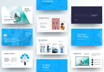 Business Pitch Deck Presentation Laout with Blue Accents