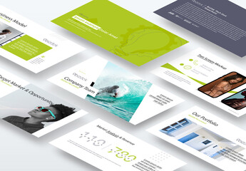 Business Pitch Deck Presentation Green Layout