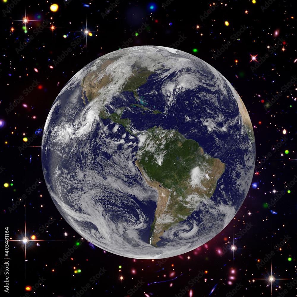 Poster earth and space. the elements of this image furnished by nasa.