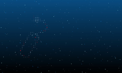 On the left is the dynamite symbol filled with white dots. Background pattern from dots and circles of different shades. Vector illustration on blue background with stars