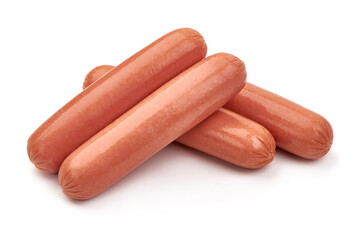 Boiled pork sausages, isolated on white background