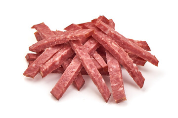 Salami sausage, isolated on white background