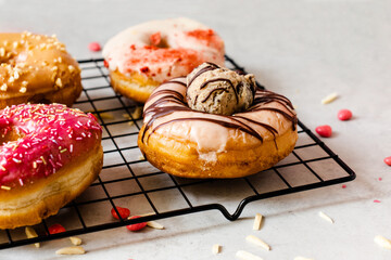Vegan Donuts Made with Love wrapped with a Red Ribbon Valentine Day Gift Christmas Gift Sweet Gift Hand Lifting Donuts