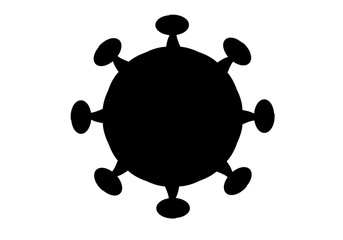 Silueta de corona virus o covid-19 sobre fondo blanco