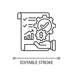 Management accounting linear icon. Process of preparing reports about business operations. Thin line customizable illustration. Contour symbol. Vector isolated outline drawing. Editable stroke