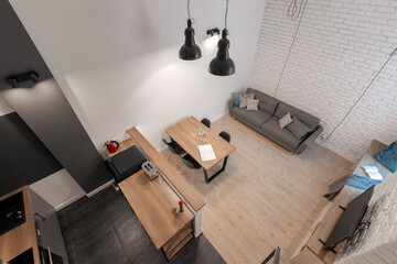 Open plan studio apartment