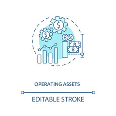 Operating assets concept icon. AM component idea thin line illustration. Operating liabilities. Long lived assets. Business operations. Vector isolated outline RGB color drawing. Editable stroke