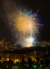 Bilbao celebrating its parties with fireworks.