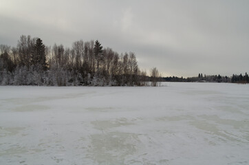 Astotin Lake Frozen in Winter