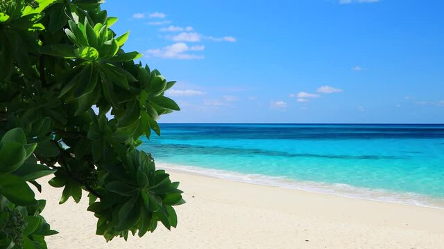 beautiful beach and clear waves in Okinawa Kurima island Nagama beach