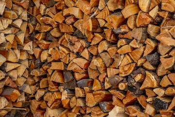 Texture of wood on the woodpile, background. High quality photo