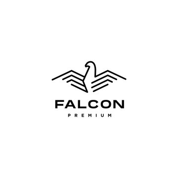modern and simple falcon logo icon vector design in trendy linear line outline style 
