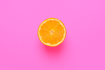 orange on pink background