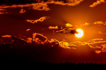 Beautiful orange sunset sky