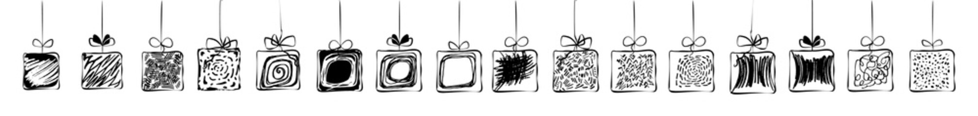 Hand drawn gift box collection isolated on white background