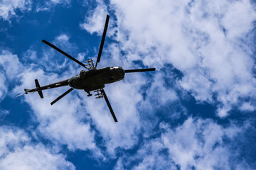 Army helicopter in the sky