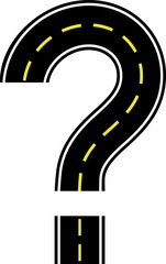 road in shape question mark with yellow line