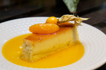 Tangerine Pudding - Caramelized Pudding Dessert with Tangerine