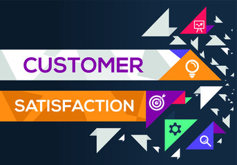 Creative (customer satisfaction) Banner Word with Icons, Vector illustration.
