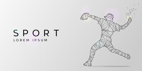 Particles geometric line art and dot of baseball player design background