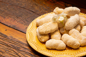 Traditional Brazilian buttered cookies, in wood bakground.