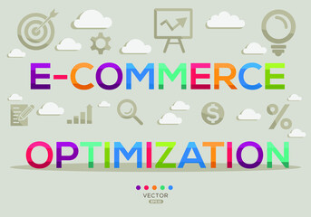 Obraz premium Creative (e-commerce optimization) Banner Word with Icons, Vector illustration. 