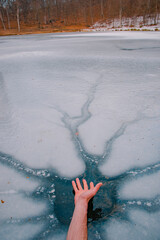 person hand in the snow