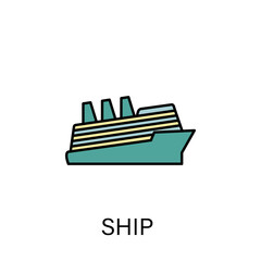 Fototapeta na wymiar ship sea transport outline icon. Signs and symbols can be used for web, logo, mobile app, UI, UX