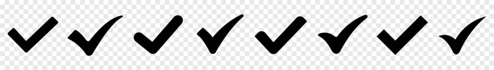 Check mark icons collection isolated on transparent background. Quality sign. tick symbols. approved check. Vector illustration © Graficriver
