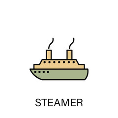 steamer ship sea transport outline icon. Signs and symbols can be used for web, logo, mobile app, UI, UX