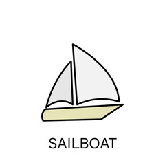 sailboat ship sea transport outline icon. Signs and symbols can be used for web, logo, mobile app, UI, UX