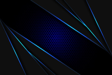 Abstract carbon fiber background with blue glowing lines and highlights. Futuristic luxury modern technology background.
