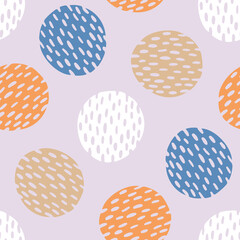Seamless abstract pattern with geometric shapes. Collage hand drawn style. Trendy pastel colors. Vector illustration.